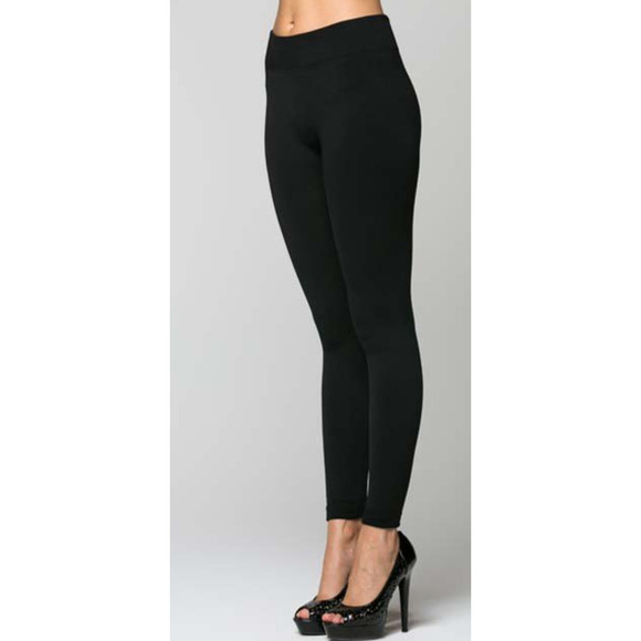 La Scala Black Classic Leggings One Size Midweight Warm Soft Interior NEW - Picture 3 of 7